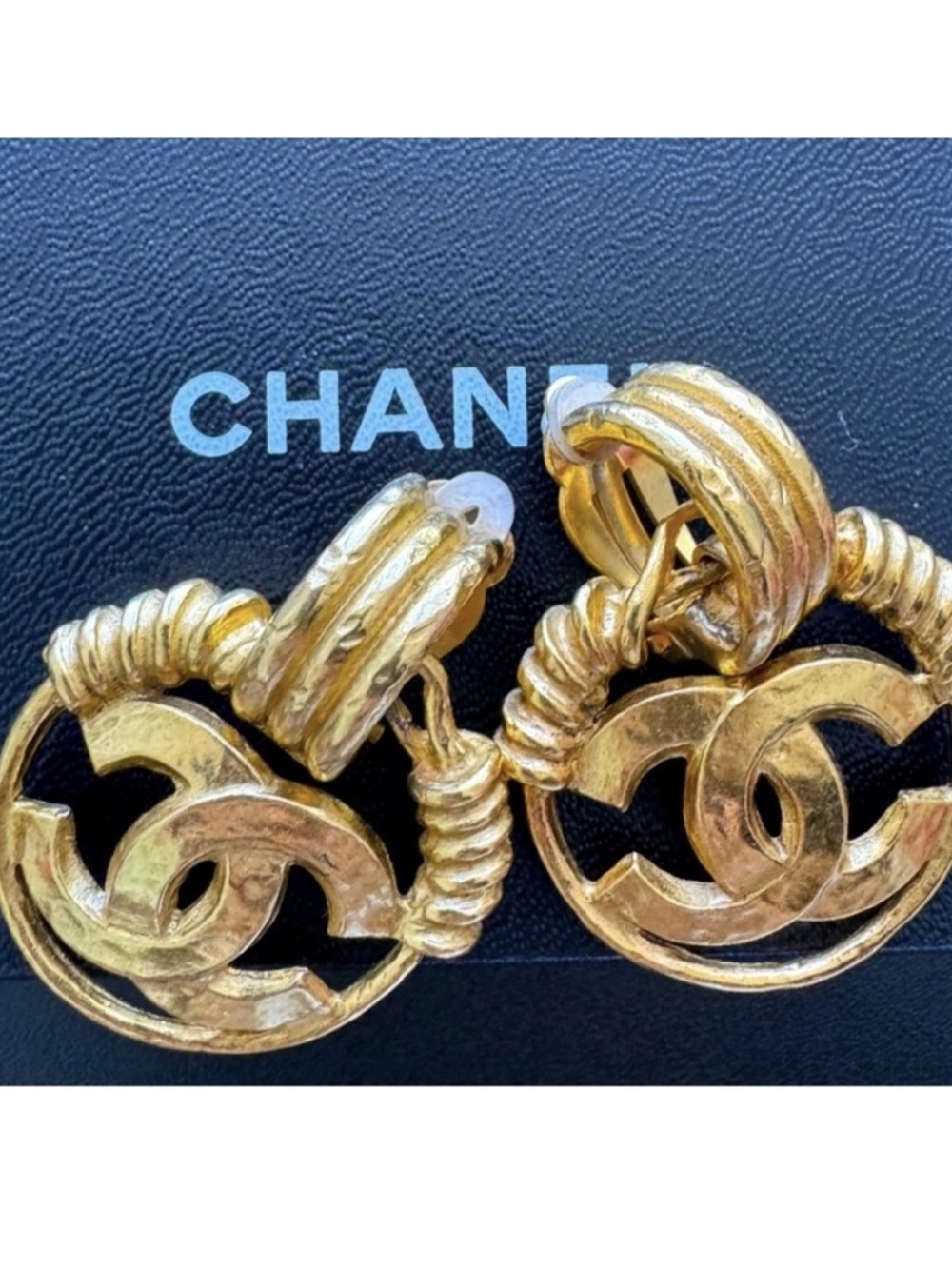 CHANEL Vintage Double CC Clip-On Statement Earrings